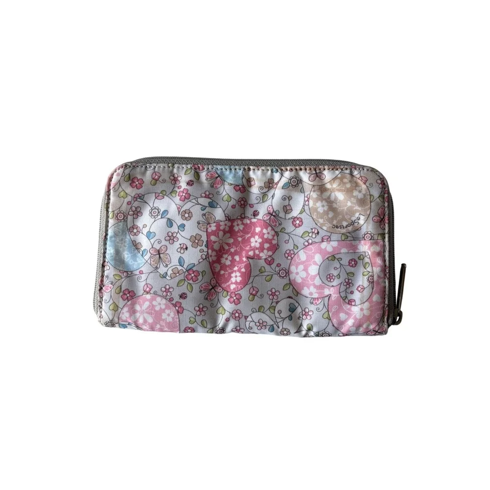 LeSportsac Tote Wallet Set Pink Heart Floral Bag Kawaii Pastel Travel Purse